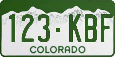 CO license plate 123KBF