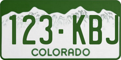 CO license plate 123KBJ