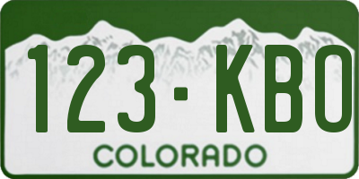 CO license plate 123KBO