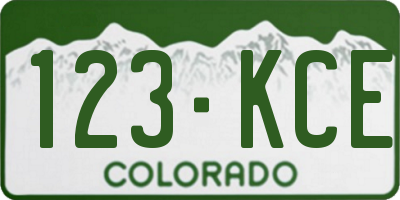 CO license plate 123KCE