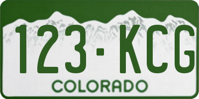 CO license plate 123KCG