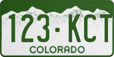 CO license plate 123KCT