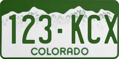 CO license plate 123KCX