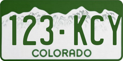 CO license plate 123KCY