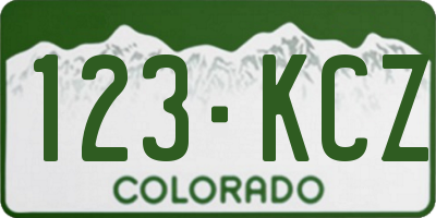 CO license plate 123KCZ