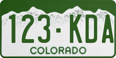 CO license plate 123KDA