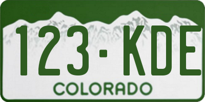 CO license plate 123KDE