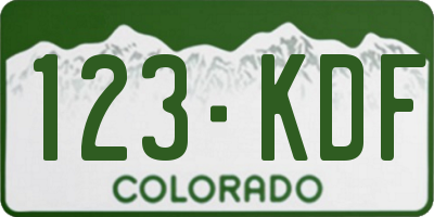 CO license plate 123KDF