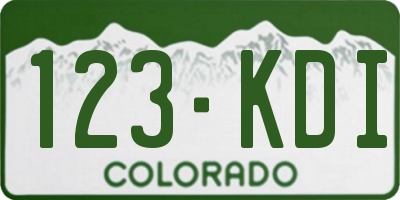 CO license plate 123KDI