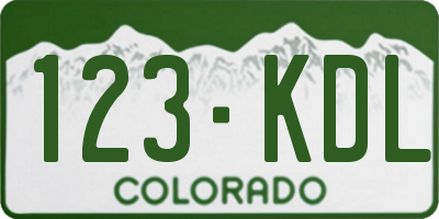 CO license plate 123KDL