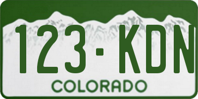 CO license plate 123KDN