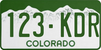 CO license plate 123KDR