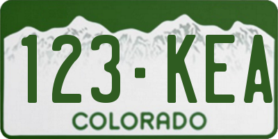 CO license plate 123KEA