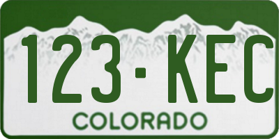 CO license plate 123KEC