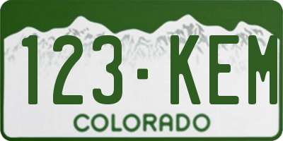 CO license plate 123KEM