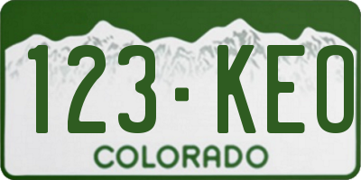 CO license plate 123KEO