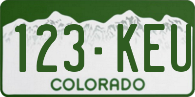CO license plate 123KEU