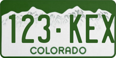 CO license plate 123KEX