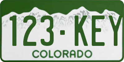 CO license plate 123KEY