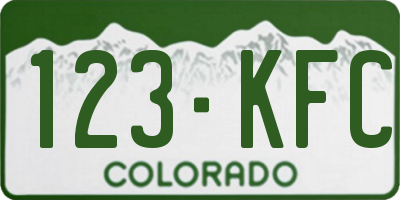 CO license plate 123KFC