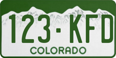 CO license plate 123KFD