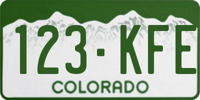 CO license plate 123KFE
