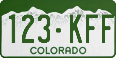 CO license plate 123KFF