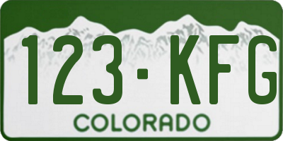 CO license plate 123KFG
