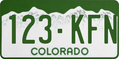 CO license plate 123KFN