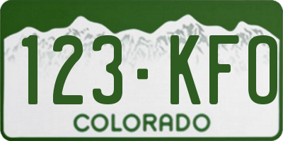 CO license plate 123KFO