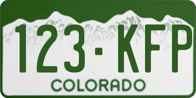 CO license plate 123KFP