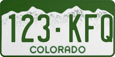 CO license plate 123KFQ