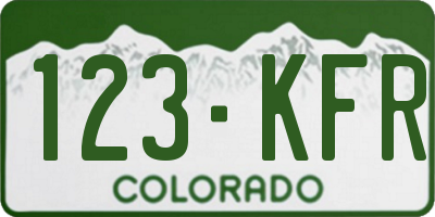 CO license plate 123KFR