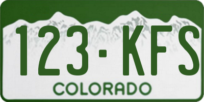 CO license plate 123KFS