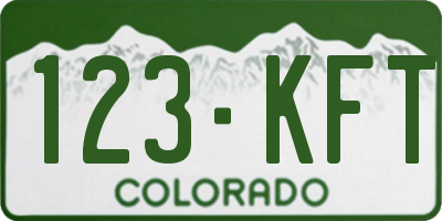 CO license plate 123KFT