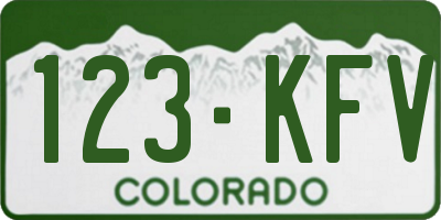 CO license plate 123KFV