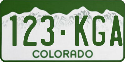 CO license plate 123KGA