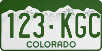 CO license plate 123KGC