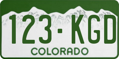 CO license plate 123KGD
