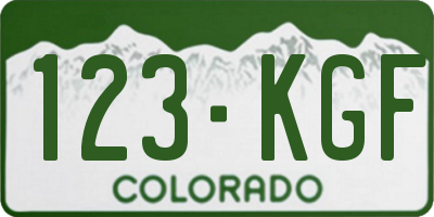 CO license plate 123KGF
