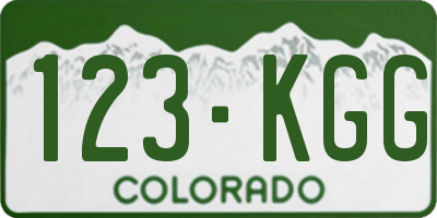 CO license plate 123KGG