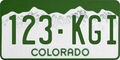 CO license plate 123KGI