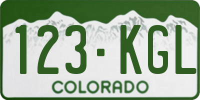 CO license plate 123KGL