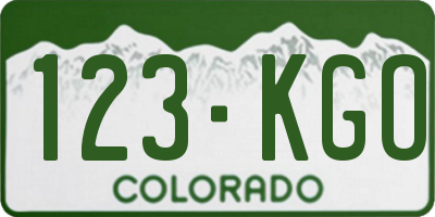 CO license plate 123KGO