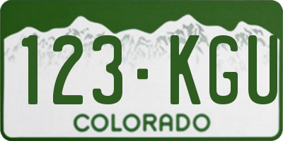 CO license plate 123KGU
