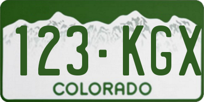 CO license plate 123KGX