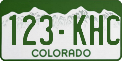 CO license plate 123KHC