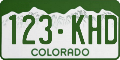 CO license plate 123KHD