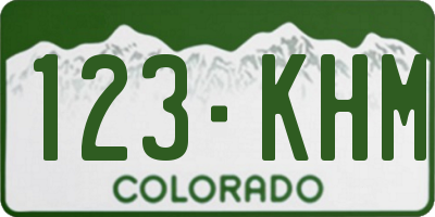 CO license plate 123KHM
