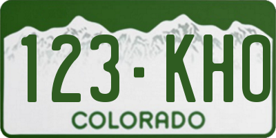 CO license plate 123KHO